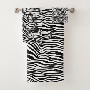 Black and White Zebra Print Bath Towel Set