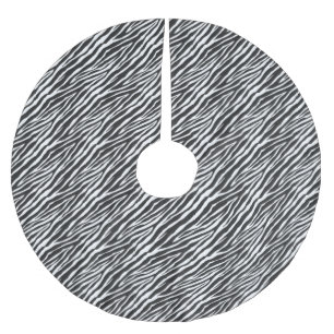 Black and White Zebra Print Brushed Polyester Tree Skirt
