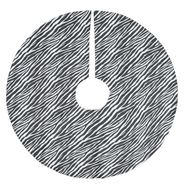 Black and White Zebra Print Brushed Polyester Tree Skirt (Front)