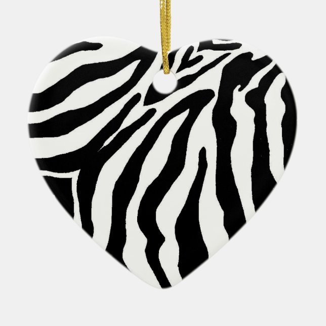 Black and White Zebra Print Christmas Ornament (Front)