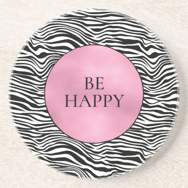 Black and White Zebra Print Coaster (Front)