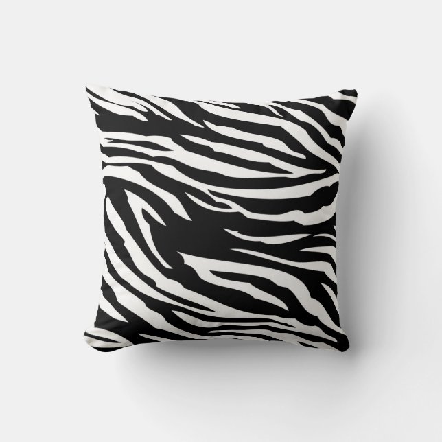 Black and White Zebra Print Couch Throw Pillow (Front)