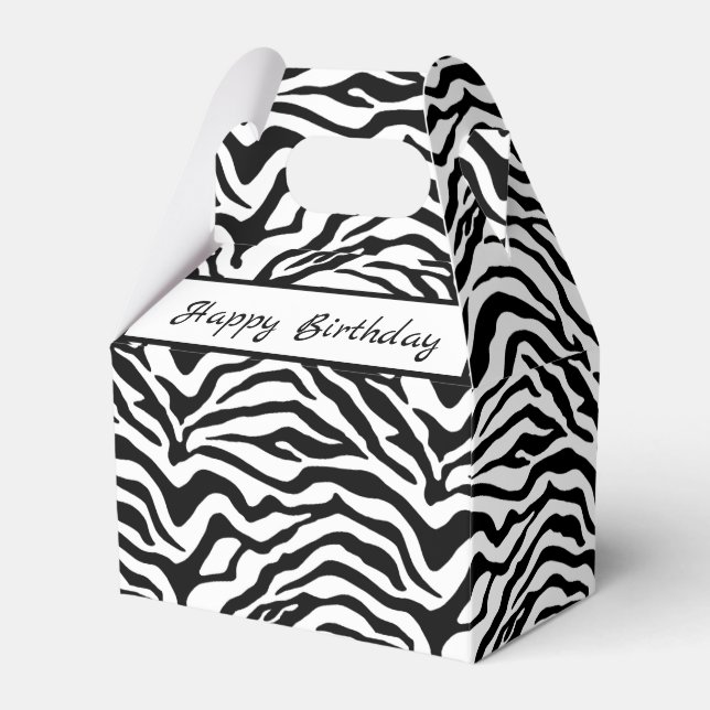 Black and white zebra print favour box (Front Side)