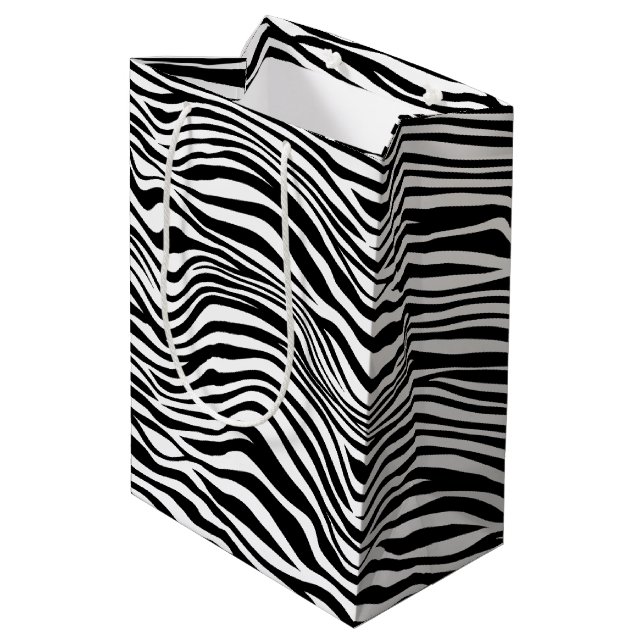 Black and White Zebra Print Medium Gift Bag (Back Angled)