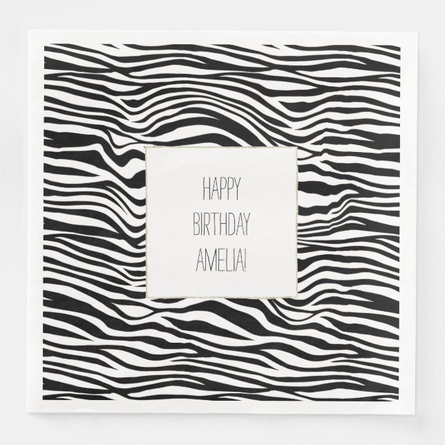 Black and White Zebra Print Napkin (Front)