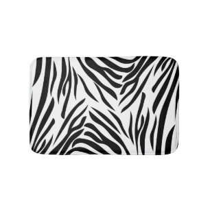 Black and White Zebra Print Pattern Bath Mat
