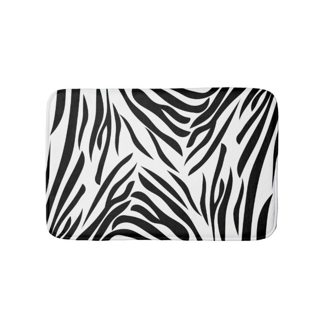 Black and White Zebra Print Pattern Bath Mat (Front)