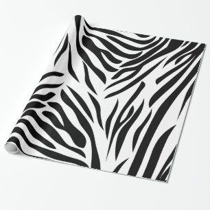 Black and White Zebra Print Pattern Wrapping Paper