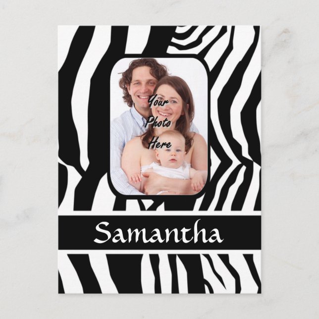 Black and white zebra print postcard (Front)