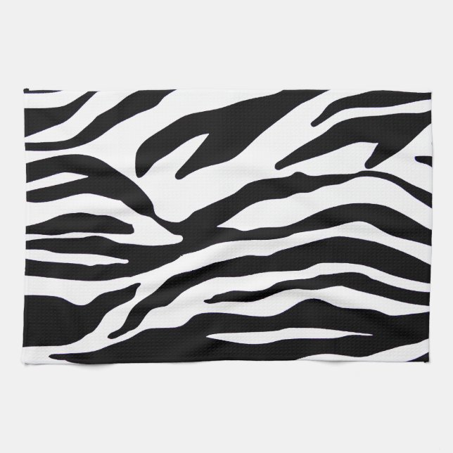 Black and white zebra print tea towel (Horizontal)