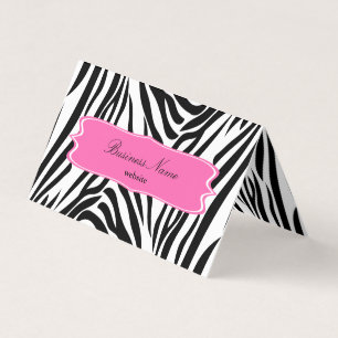 Black and White Zebra Print with Hot Pink Business Card