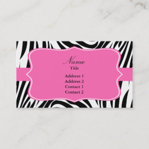 Black and White Zebra Print with Hot Pink Business Card