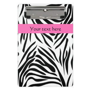 Black and White Zebra Print with Hot Pink Mini Clipboard