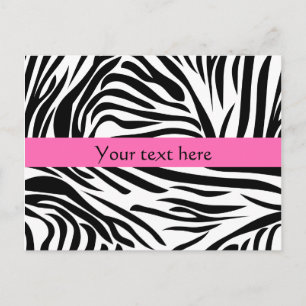 Black and White Zebra Print with Hot Pink Postcard