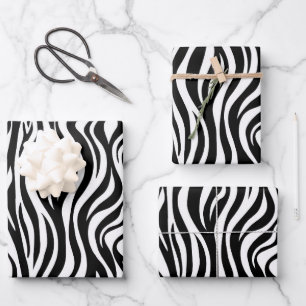 Black and White Zebra Print Wrapping Paper Sheet