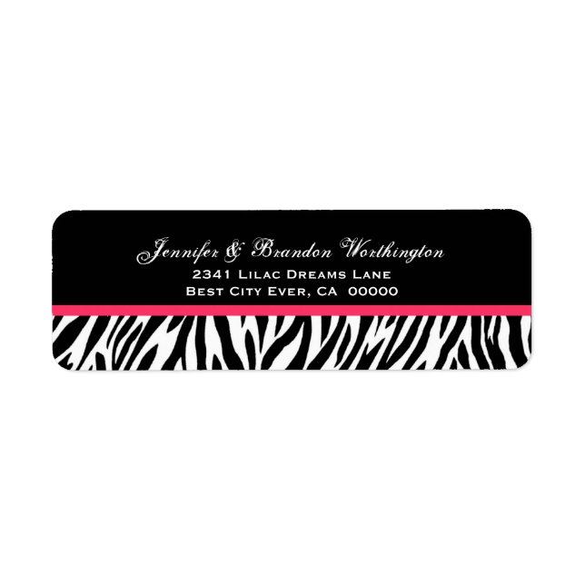 Black and White Zebra Return Address Label (Front)