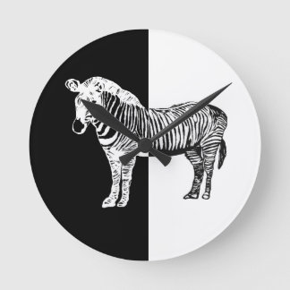 Black and white zebra round clock