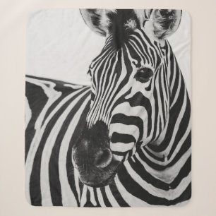 BLACK AND WHITE ZEBRA SHERPA BLANKET