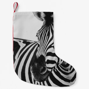 BLACK AND WHITE ZEBRA SMALL CHRISTMAS STOCKING