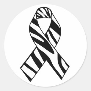 Black and White Zebra Stripe Awareness Ribbon Classic Round Sticker