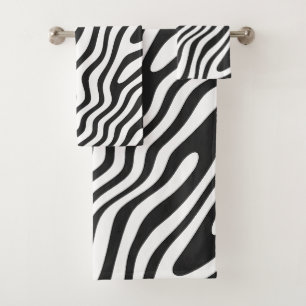 Black and White Zebra Stripe Bath Towel Set