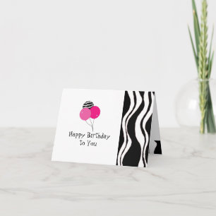 Black and White Zebra Stripe Birthday Card