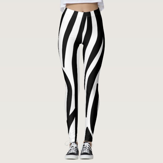 Black and White Zebra Stripe Leggings (Front)