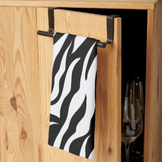 Black and White Zebra Stripe Pattern Animal Print Tea Towel