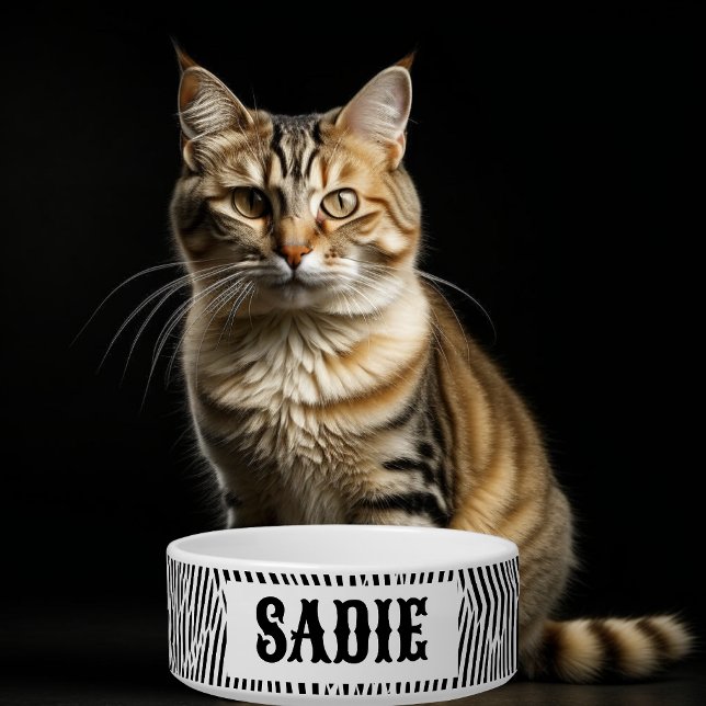 Black and White Zebra Stripe Pet Bowl (Creator Uploaded)