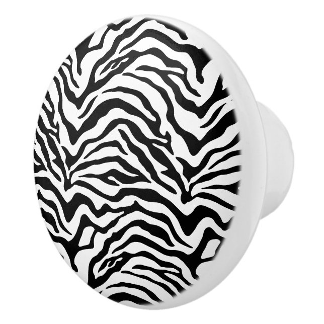 Black and white zebra striped print ceramic knob (Right)