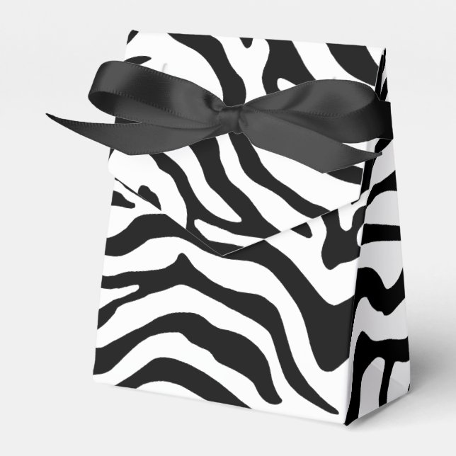 Black and white zebra striped print favour box (Front Side)