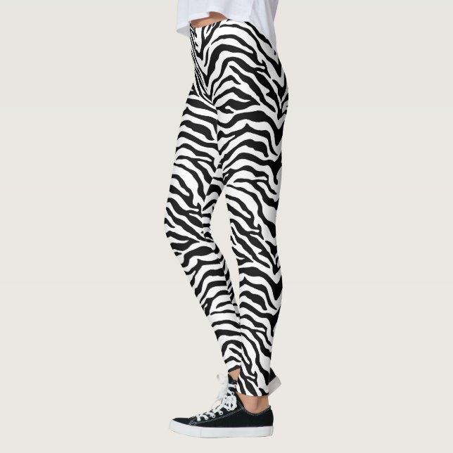 Black and white Zebra striped print Leggings (Left)