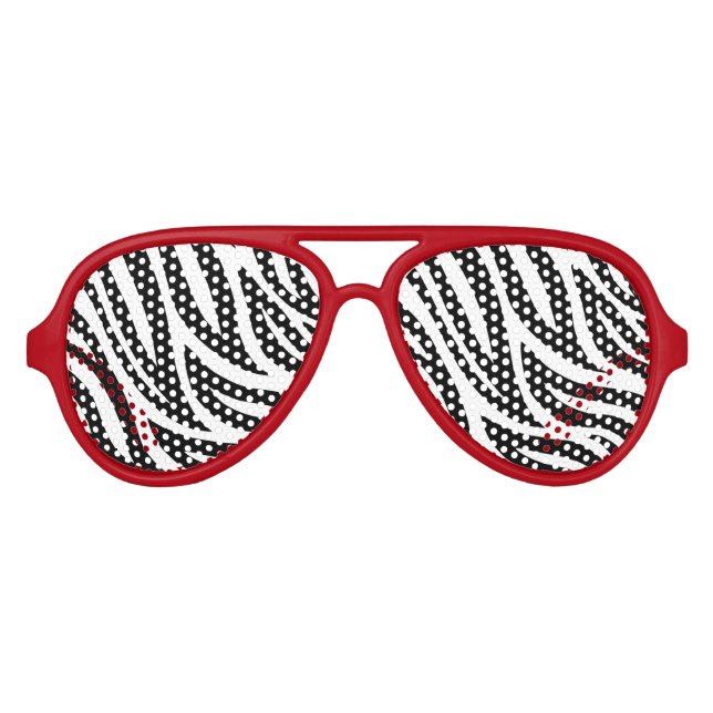 Black and White Zebra Stripes Aviator Sunglasses (Front)