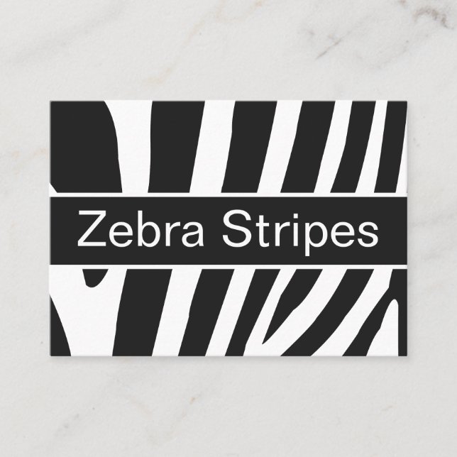 Black and White Zebra Stripes  Business Card (Front)