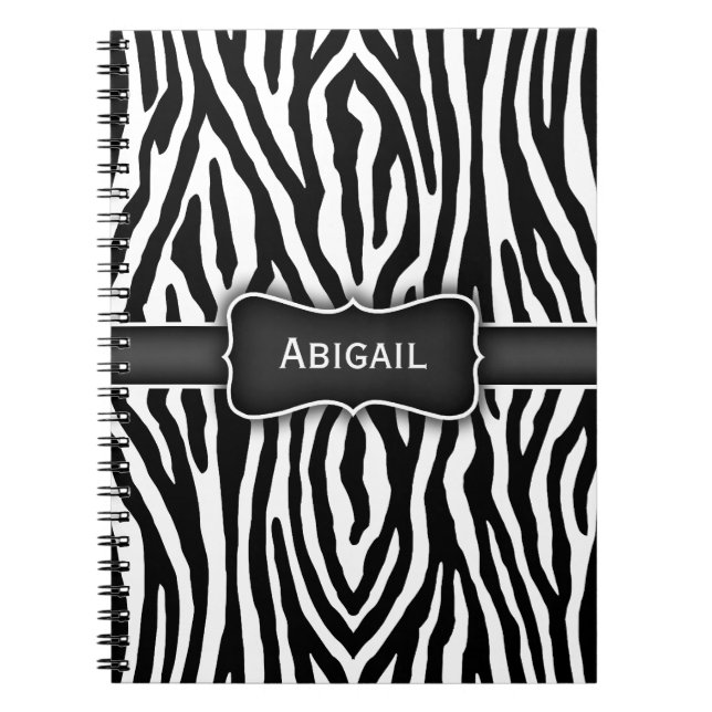 Black and White Zebra Stripes Notebook (Front)