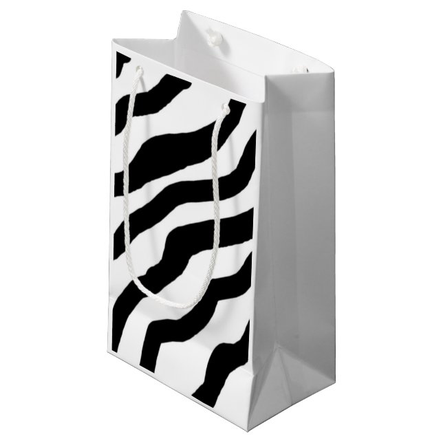 Black and White Zebra Stripes Small Gift Bag (Front Angled)