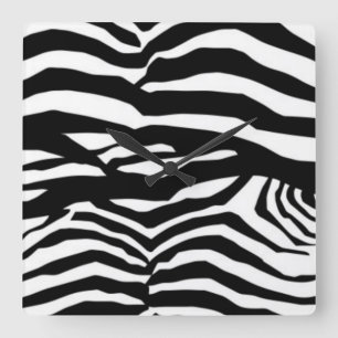 Black And White Zebra Stripes Square Wall Clock