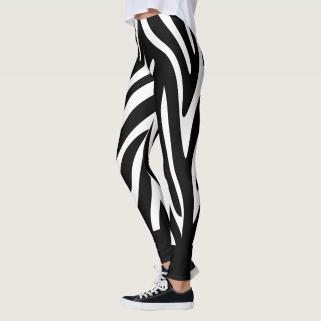 Black and White Zebra Stripes with Bold Solid Leggings (Left)