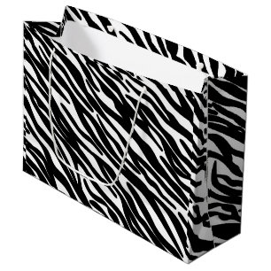 Black and White Zebra Stripes, Zebra Skin Print Large Gift Bag