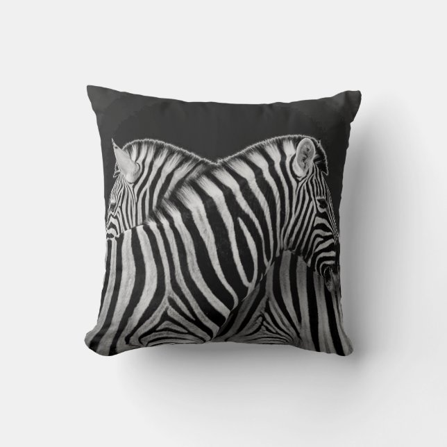 Black and White Zebra Throw Pillow (Front)