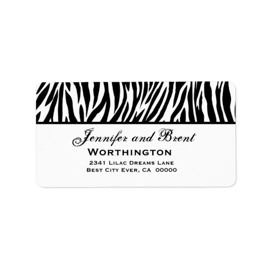 Black and White Zebra Wedding Address Address Label