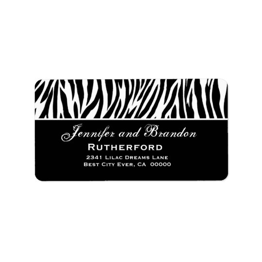 Black and White Zebra Wedding Address Address Label