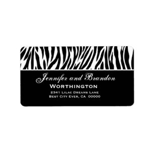Black and White Zebra Wedding Address Label