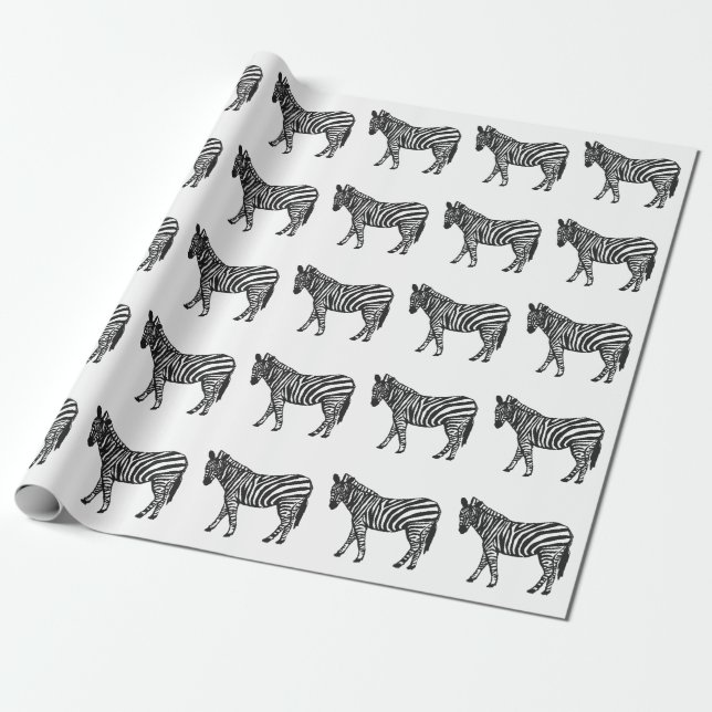 Black and White Zebra Wrapping Paper (Unrolled)