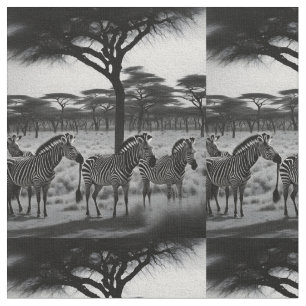 Black And White Zebras In Africa, Fabric