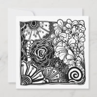 Black And White Zen Floral Patterned Drawing