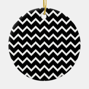 Black and White Zig Zag Pattern. Ceramic Ornament