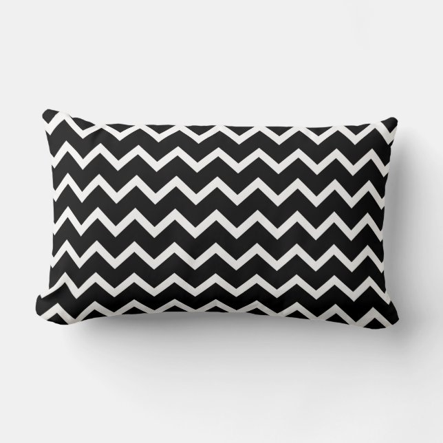 Black and White Zig Zag Pattern. Lumbar Cushion (Front)