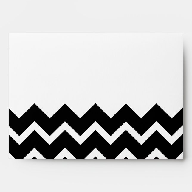 Black and White Zig Zag Pattern. Part Plain. Envelope (Front)