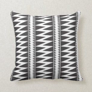 black and white zig zag stripes throw pillow